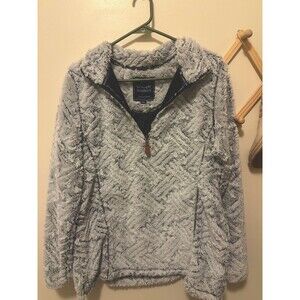 Simply Southern Women’s Gray Soft Fleece 1/4 Zip Pullover Mock Neck Large Sherpa